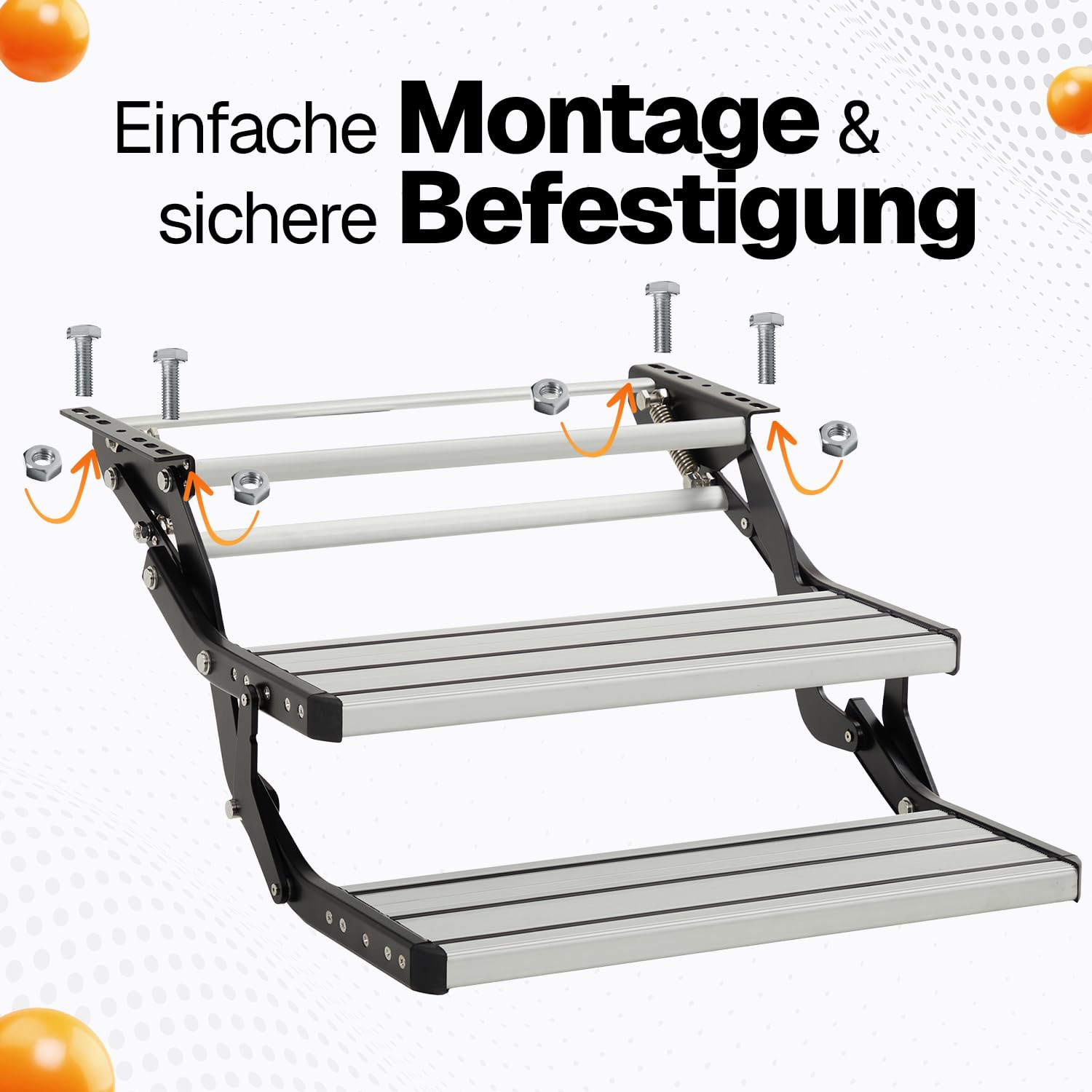 Doppio gradino – Scaletta pieghevole a 2 gradini per roulotte, 50 x 21 x 29 cm, stabile scala in alluminio per camper antiscivolo, resistente alle intemperie, fino a 200 kg, aiuto per il