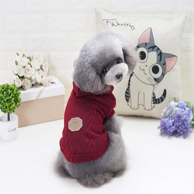 Foto 3 de 7 de Suéter para Perros Ropa Sudadera con Capucha Suéter de Lana Gorra Invierno Cálido Suéter de Cuello Alto…