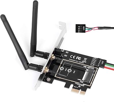 Wireless Network Card Adapter M.2 NGFF to PCI-E 1X WiFi Network Card Converter,PCI-E M.2/NGFF Card Passive Adapter with Dual-Band 2.4/5G Antenna,for WiFi and Bluetooth Card.Not Including WiFi
