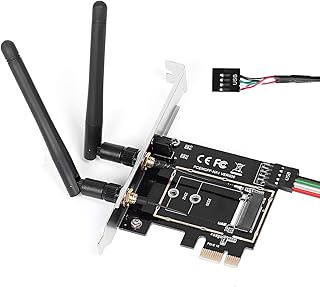 MZHOU Wireless Network Card Adapter M.2 NGFF to PCI-E 1X WiFi Network Card Converter,PCI-E M.2/NGFF Card Passive Adapter with Dual-Band 2.4/5G Antenna,for WiFi and Bluetooth Card.(Not Including WiFi