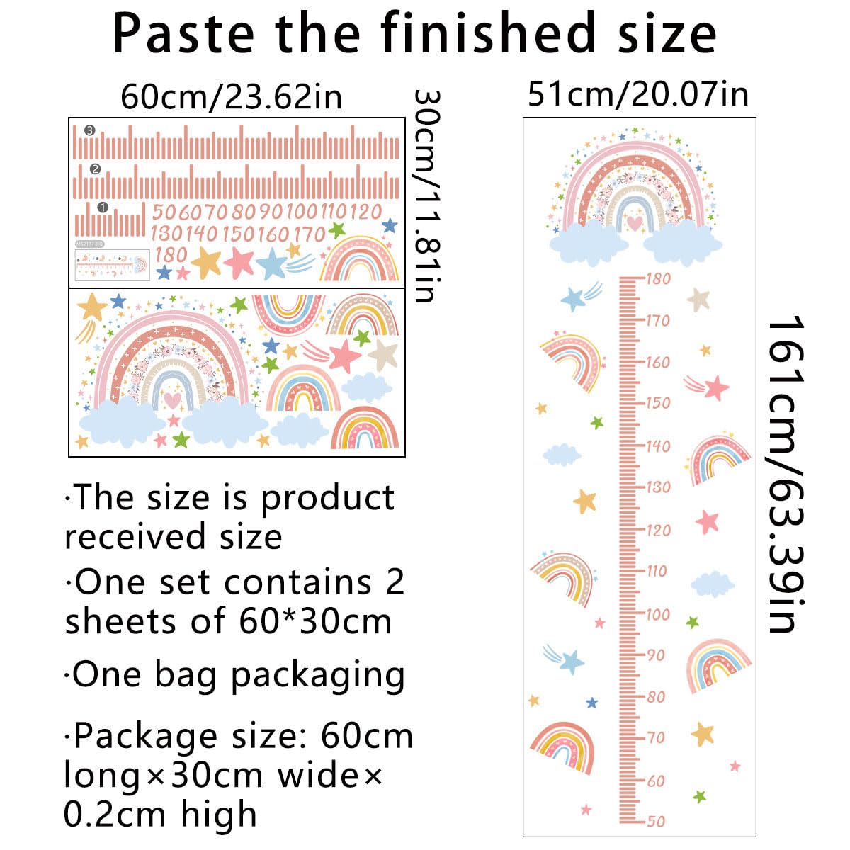 Tableau Enfant Lapin Stickers Muraux Pour Mesurer La Croissance Des Enfants Toise Murale Fille