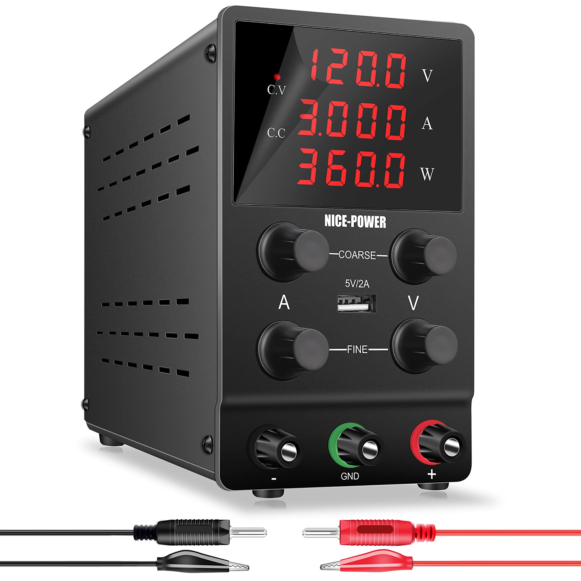 NICE-POWER DC Power Supply Variable: 120V 3A Adjustable Switching Regulated High Precision 4-Digits 