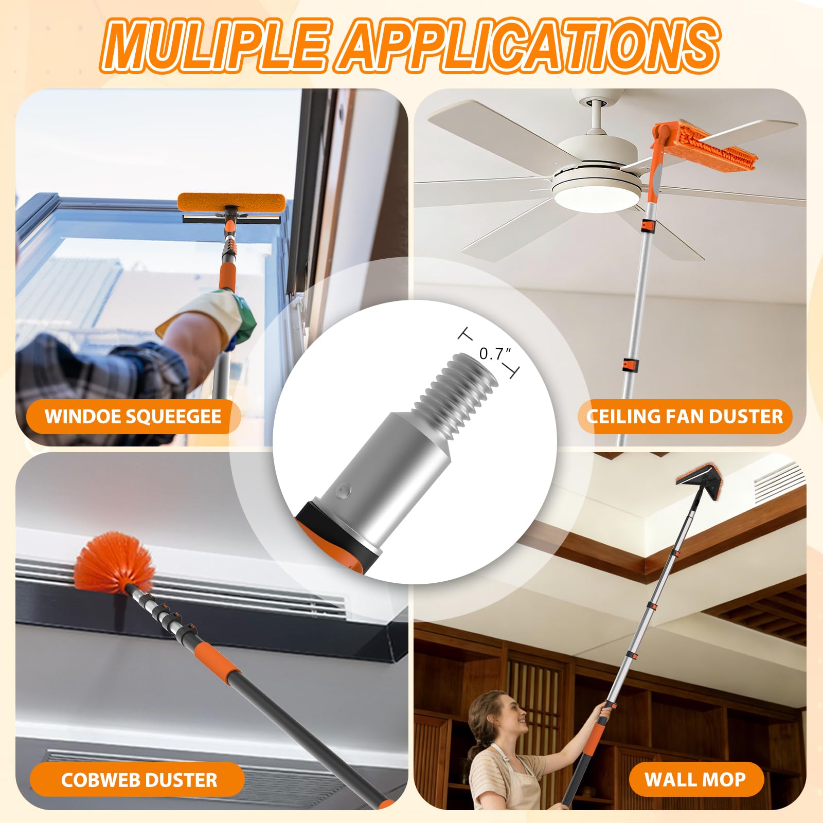 SISUPASSIE Mango Extensible para Rodillo de Pintura de 6 m, Poste Telescópico Profesional para Rodillo de Pintura, Poste Largo Extensible Multiuso para Pintar, Quitar el Polvo y Limpiar