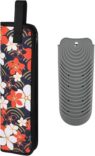 Miniatura 7 de Beautyflier Funda de hierro plano de 2 piezas, lona resistente al calor, bolsa de soporte para alisador de pelo, funda de viaje para alisador de