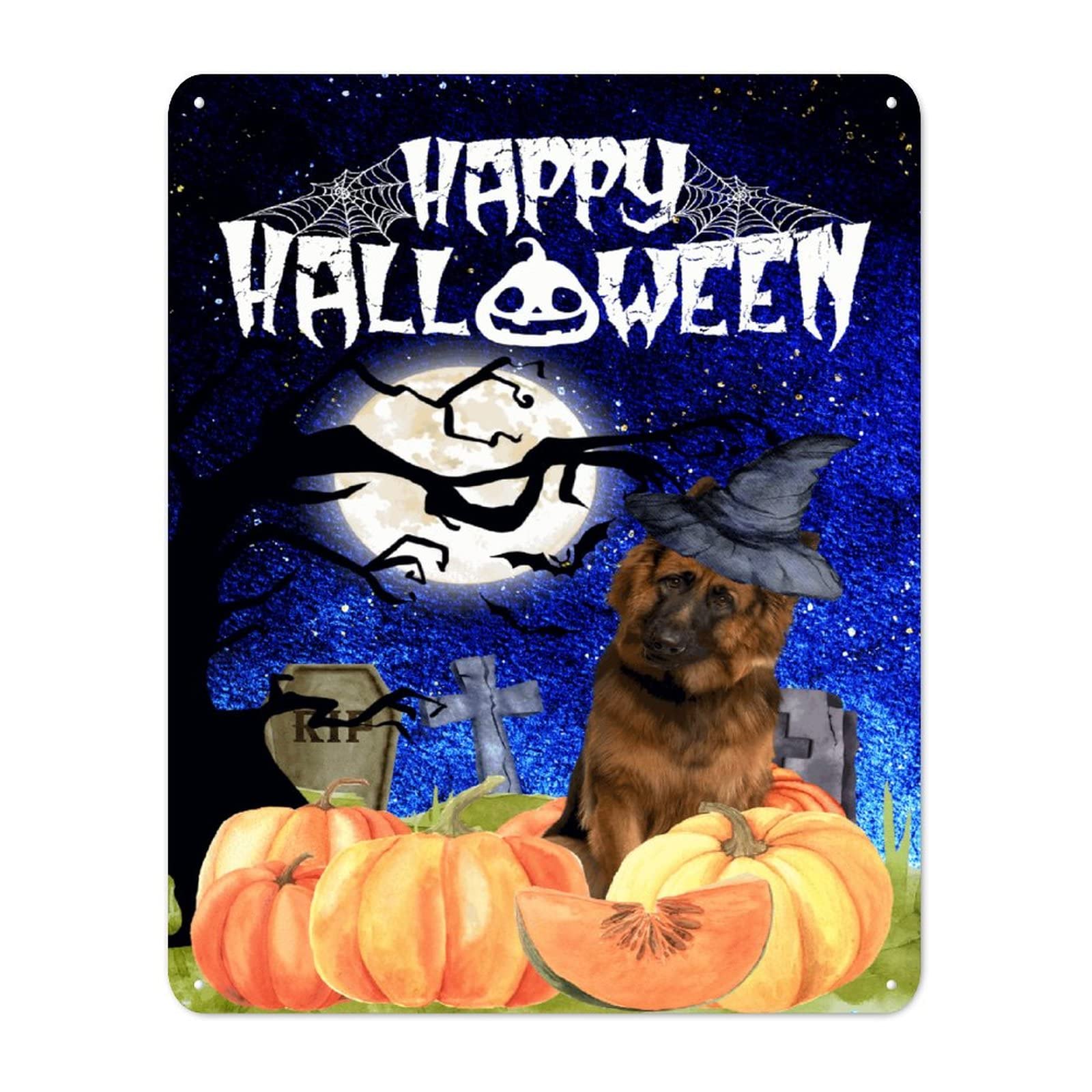 Panneau Halloween en aluminium Eat Drink Be Scary de 30x41 cm pour décoration extérieure