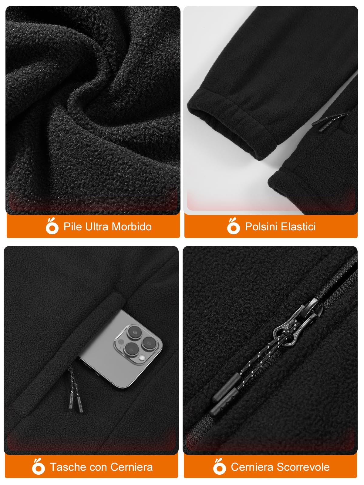 UNBON Giacca Riscaldata Uomo, Giubbotto Riscaldato Uomo con Batteria USB 10000mAh, Giacca Riscaldante in Pile con 3 Temperatura 6 Zone di Calore, Giubbotto Termico Riscaldante Manica Lunga