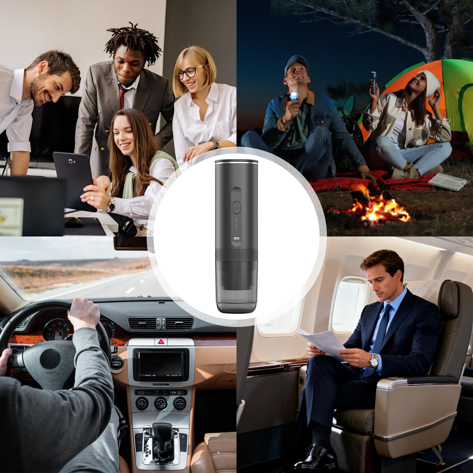 Cafetera Portatil Capsulas,Maquina Cafe Portatil,Espresso Machine,Carga USb-C, Compatible Con Café Molido y Cápsulas, Ideal Para Acampadas, Viajes y Excursiones, Calefacción Inalámbrica (blanco)