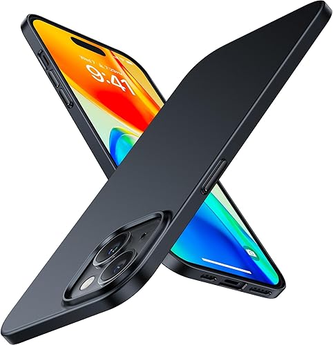 TORRAS Funda delgada diseñada para iPhone 15, Ultra delgada como sin funda tacto aterciopelado Funda protectora resistente con plástico duro
