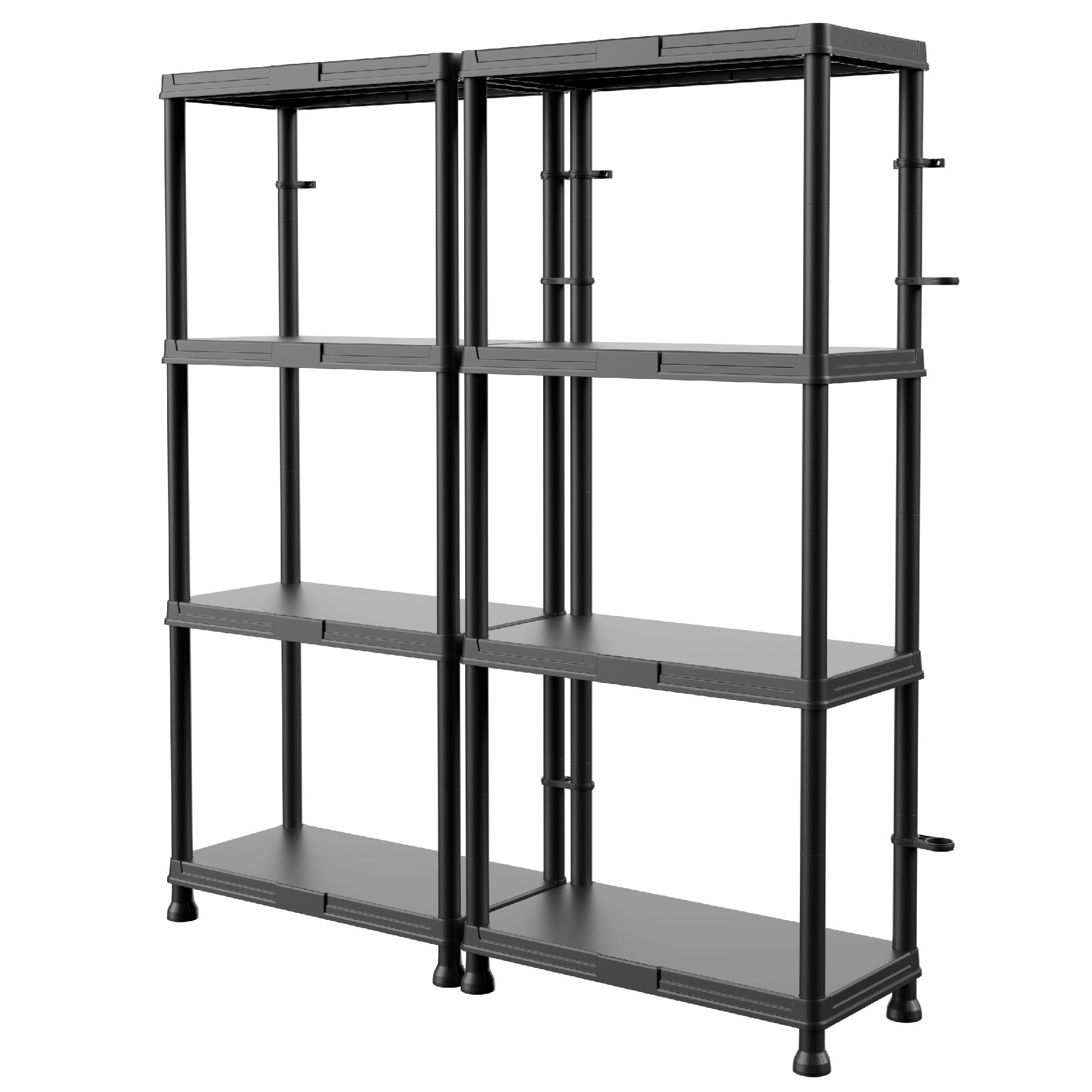 Lot de 2 étagères pour charges lourdes à 4 niveaux, en plastique, étagère de cave, 134 x 60 x 30 cm, charge maximale : 100 kg, système d'étagères – La solution de rangement pour atelier, maison