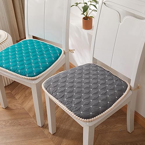 Miniatura 7 de KNVSS Cojín para silla con lazos para sillas de comedor, almohadillas de espuma viscoelástica texturizadas suaves y cómodas para sillas de cocina