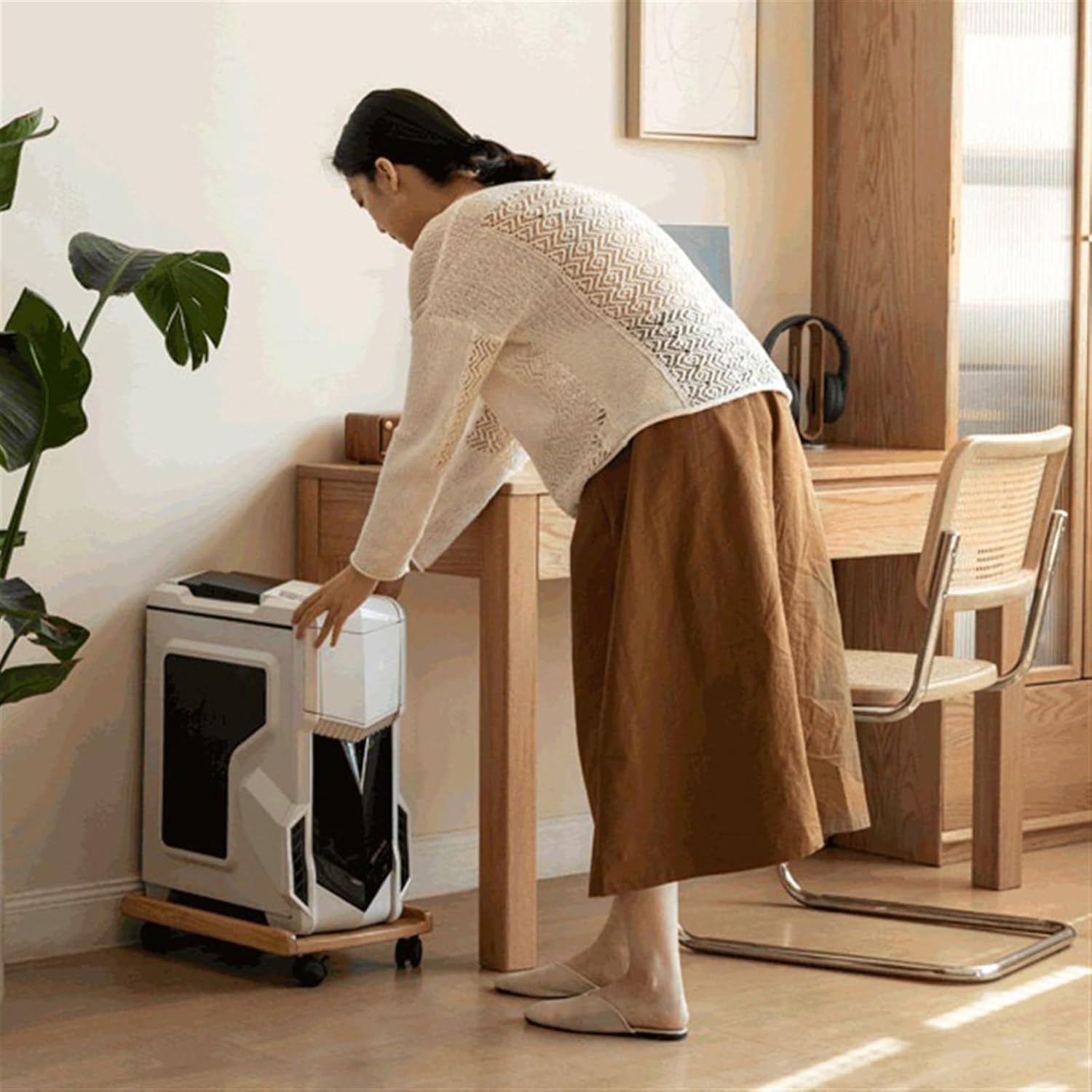 CPU Stand PC Stand Tower with Rolling Caster Wheels Simple Mobile CPU Stand, Gaming PC Cart Holder for Home Office Under Desk Computer Tower Stand(Walnut)