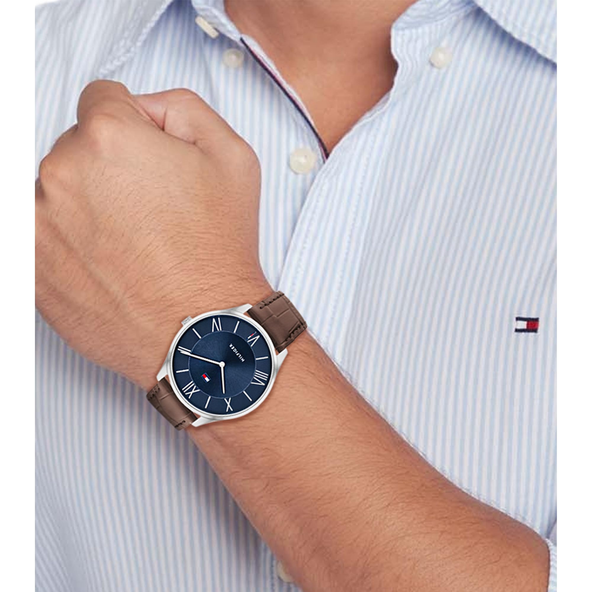 Tommy Hilfiger Orologio Analogico al Quarzo da uomo con cinturino in acciaio inossidabile o in pelle