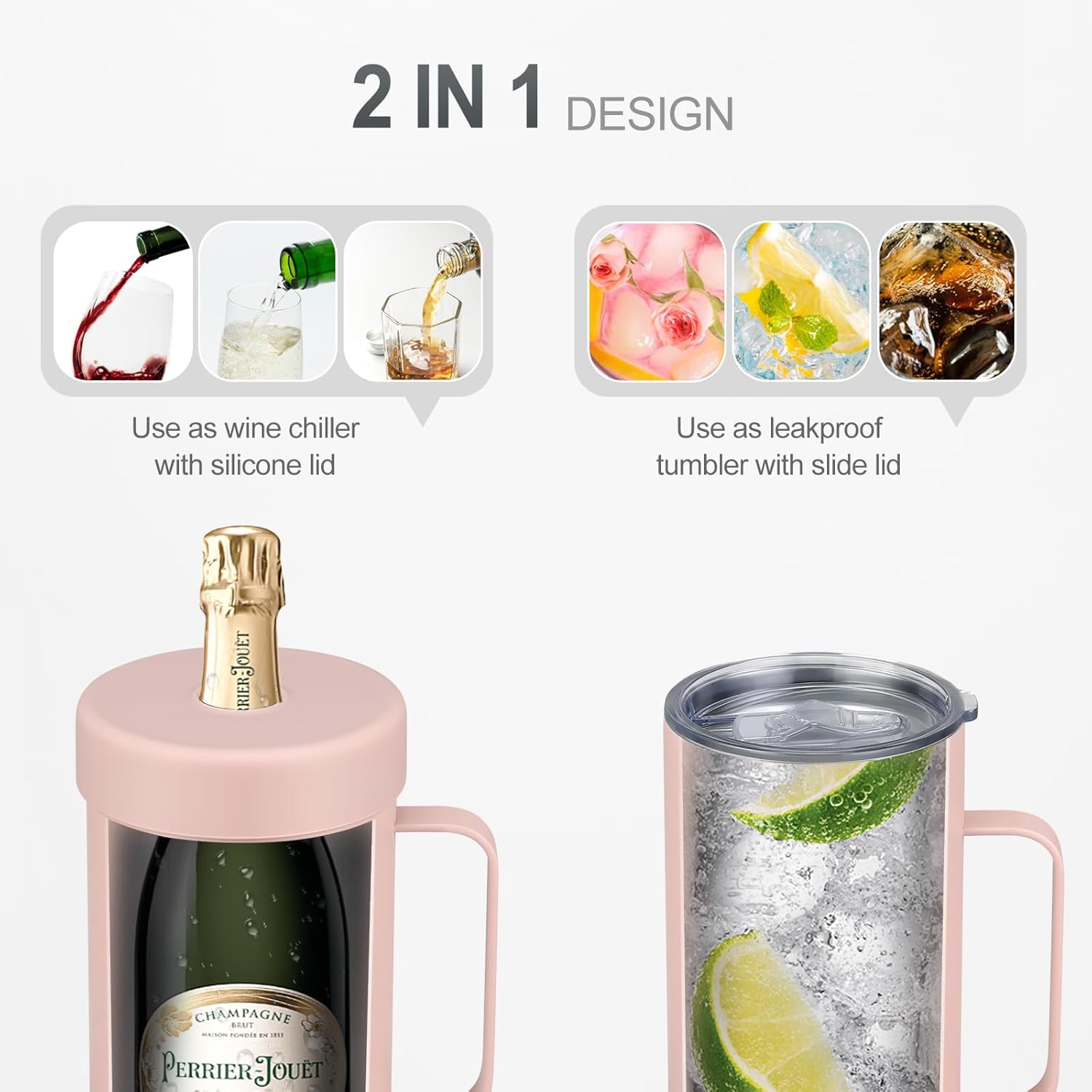 Wine Bottle Chiller with Handle | Portable Rapid Cooling Champagne Insulator | Stainless Steel Wine Cooler Sleeve | Ideal Gift for Wine Lover | | Perfect for Dinner Parties & Outdoor Picnics