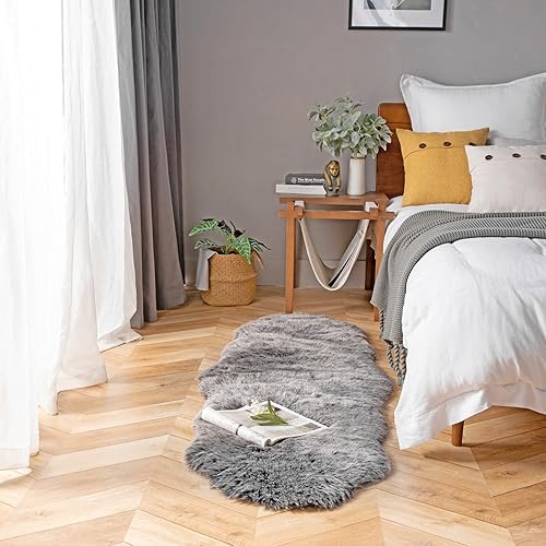 Miniatura 9 de Phantoscope Alfombra de piel sintética, esponjosa, suave, de piel de zorro sintética, para dormitorio, sala de estar, decoración de habitación de