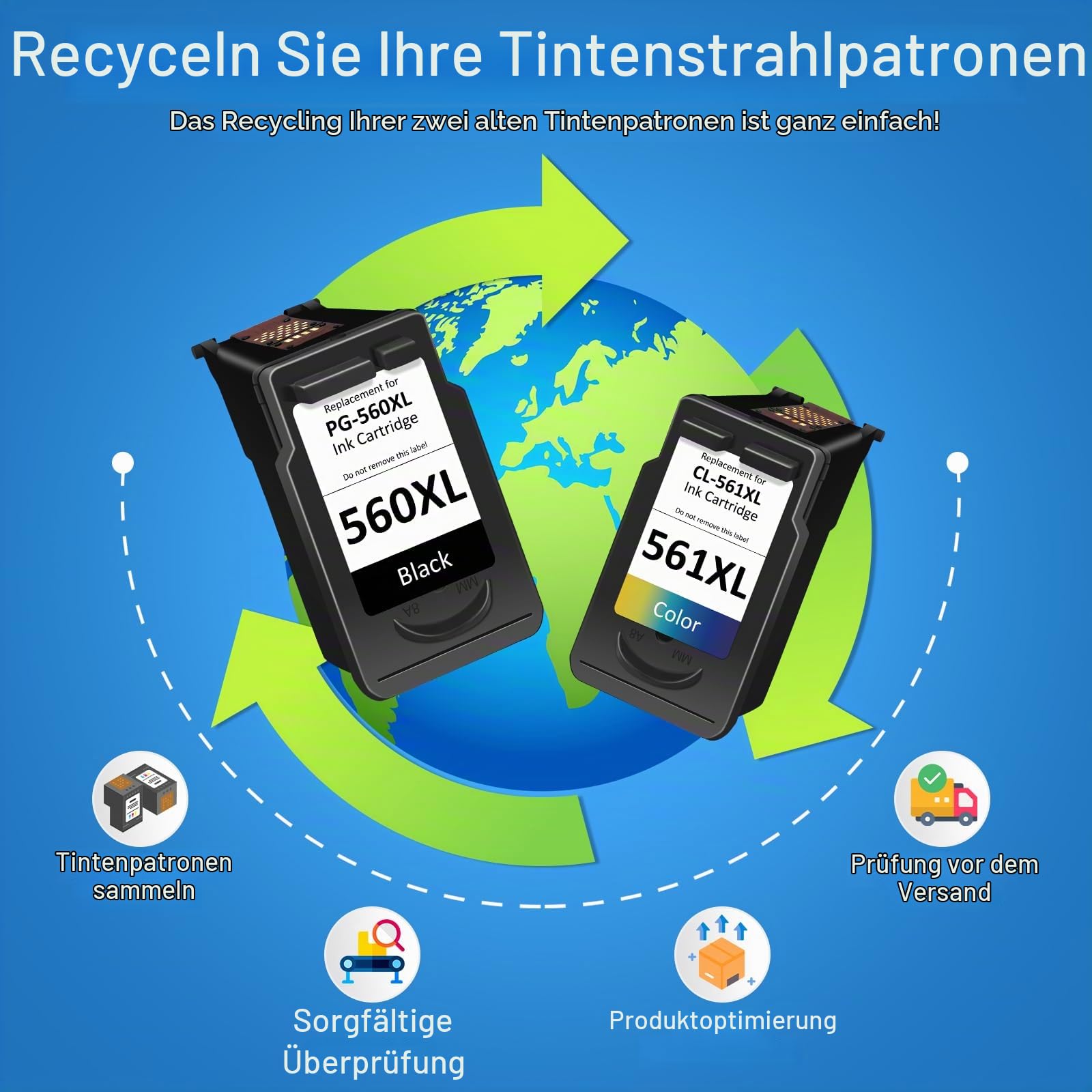 ColoWorld Druckerpatronen 560 561 XL Multipack – Kompatibel mit Canon 560 561 / PG-560XL CL-561XL – Bis zu 1350 Seiten-Für Pixma TS5350i TS5350a TS5350 TS5351 TS5352 TS5353 TS7450i TS7450 TS7451