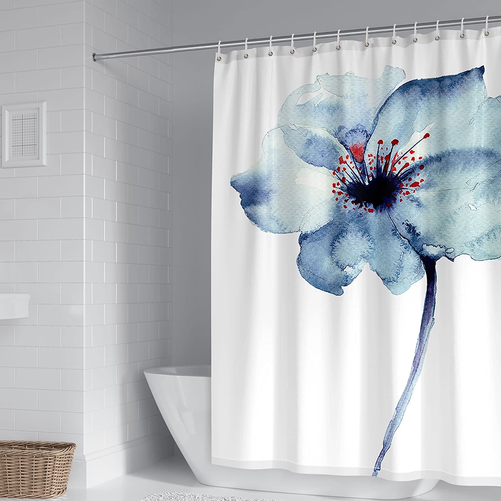 Rideau de douche haut de gamme KnSam en polyester robuste de 180x200 cm au motif floral raffiné