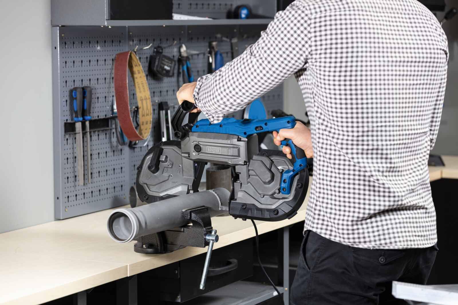 Scheppach Scie à ruban à métaux MBS1200XT 1100 W Hauteur de coupe 127 mm Vitesse variable
