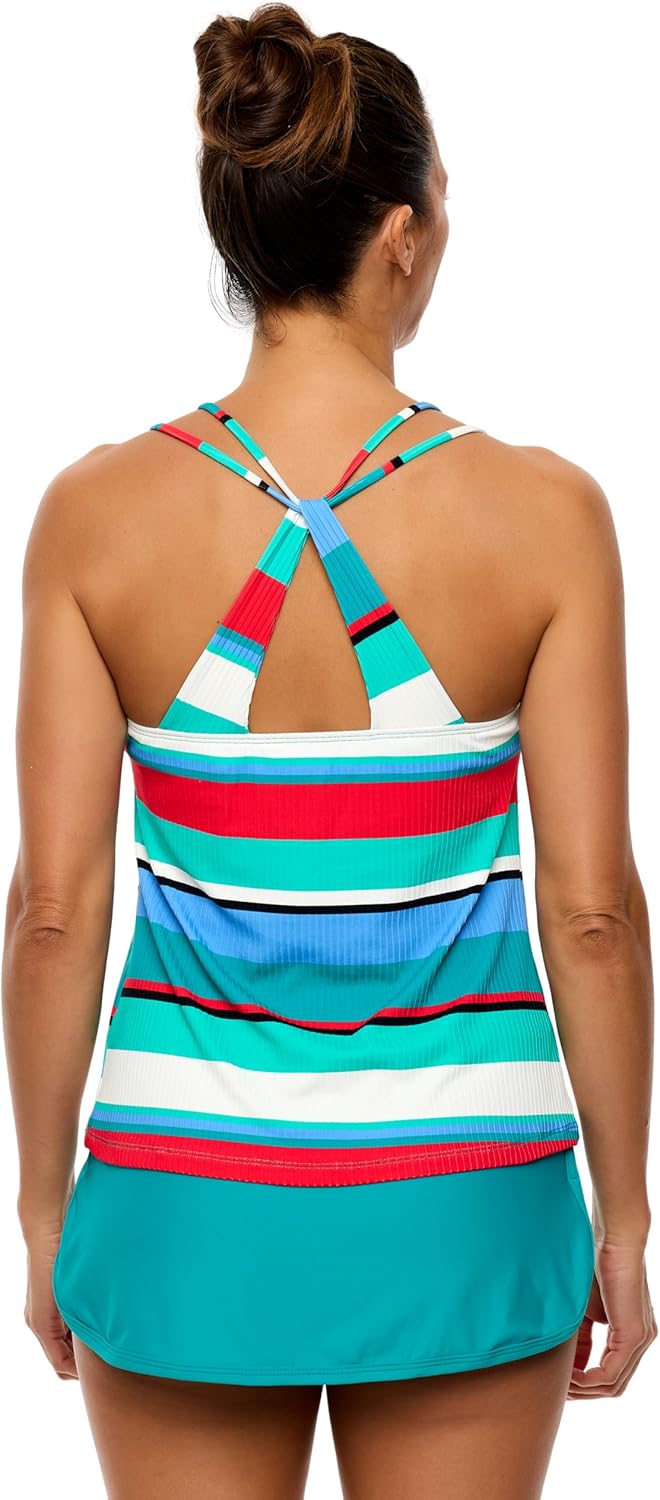 Next by Athena Women's Big Island Stripe Third Eye Tankini Swimsuit Top