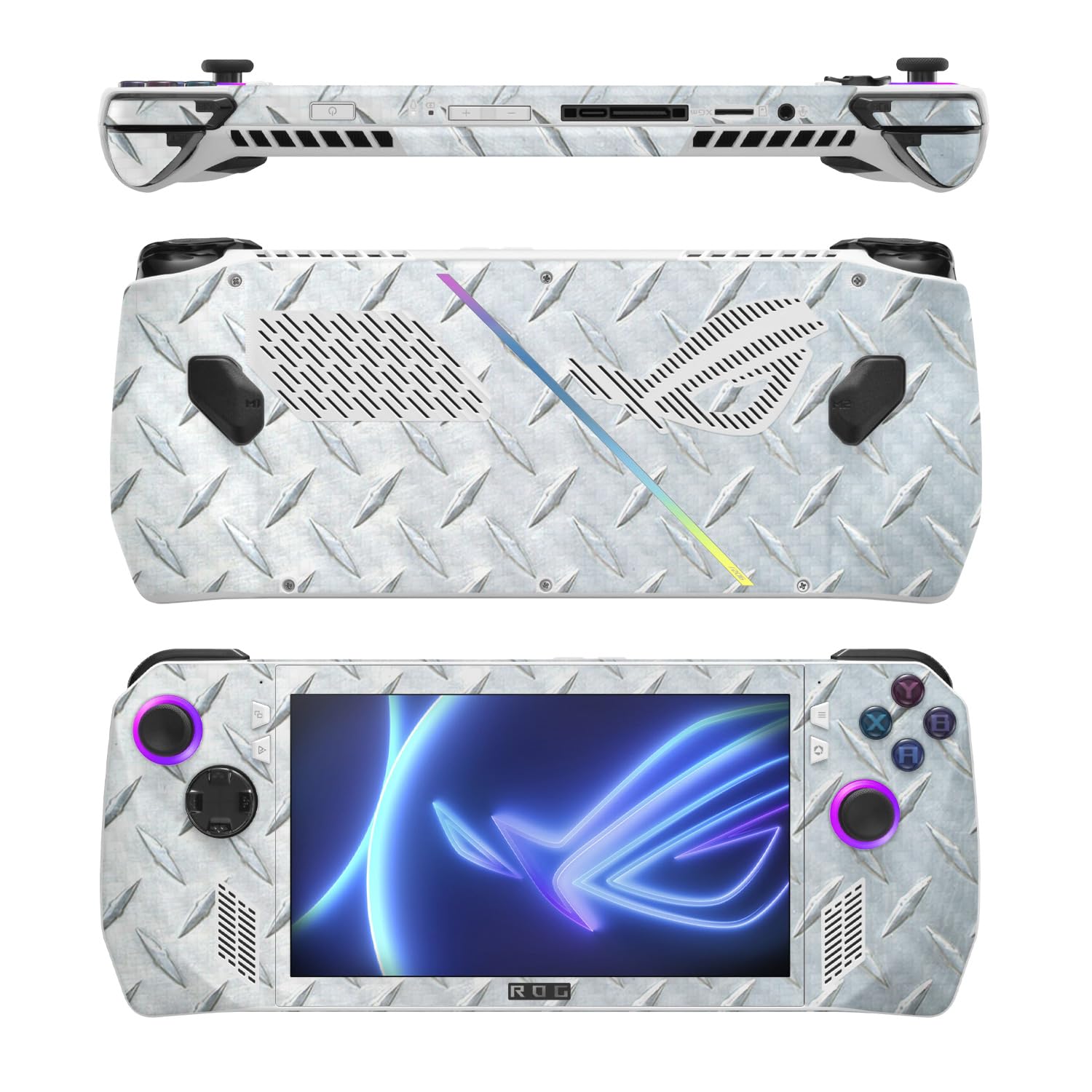 MightySkins Carbon Fiber Skin Compatible with Asus ROG Ally - Diamond Plate | Protective, Durable Textured Carbon Fiber Finish | Easy to Apply