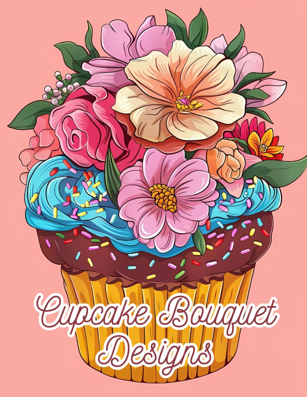 Cupcake Bouquet Designs: 40 Beautiful Flower Cupcake Coloring Creations for Relaxation and Stress Relief, 8.5x11 inches