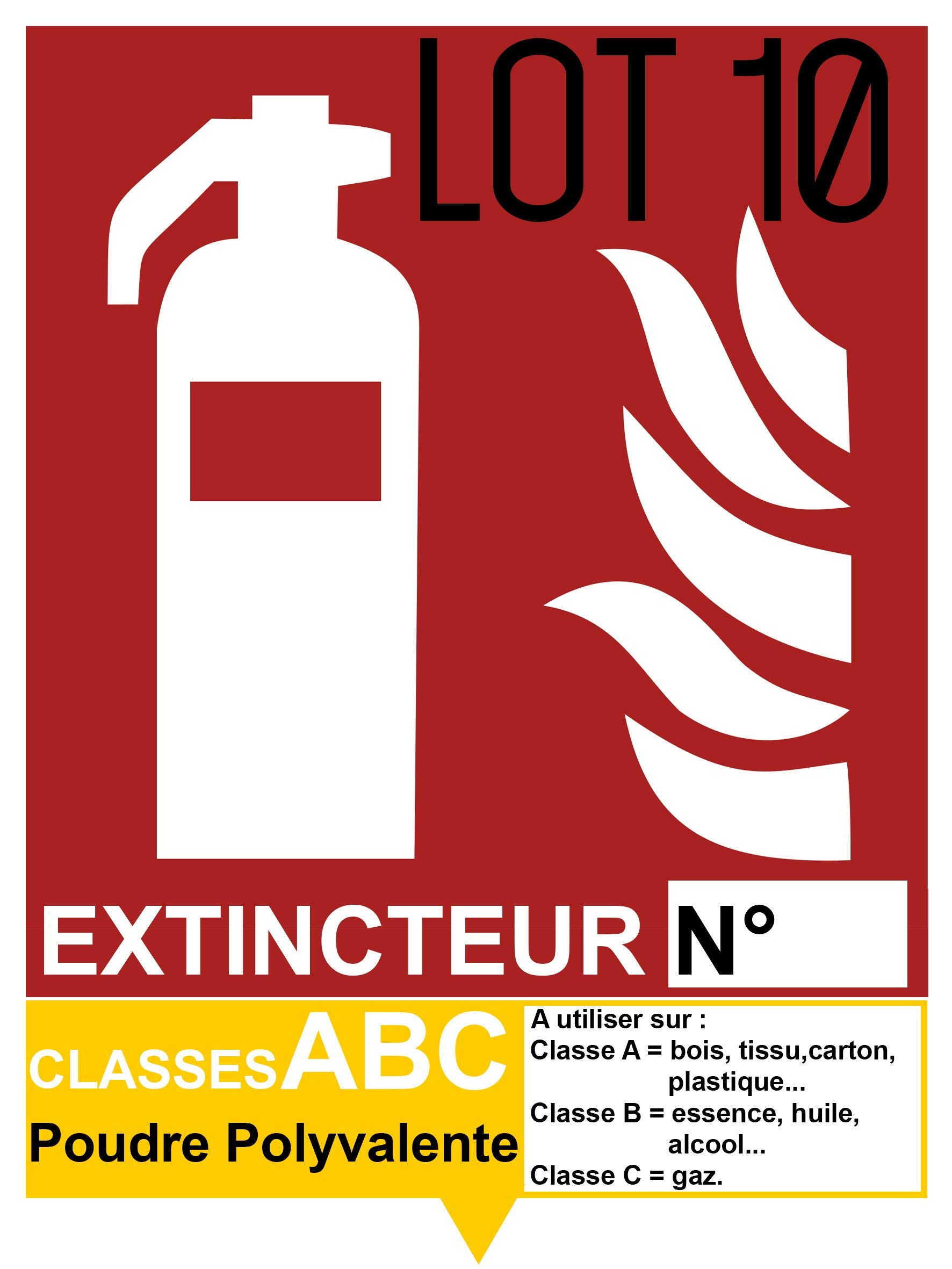 Autocollant vinyl - Signalétique extincteur ABC Poudre Polyvalente - L.150 x H.200 mm - 10