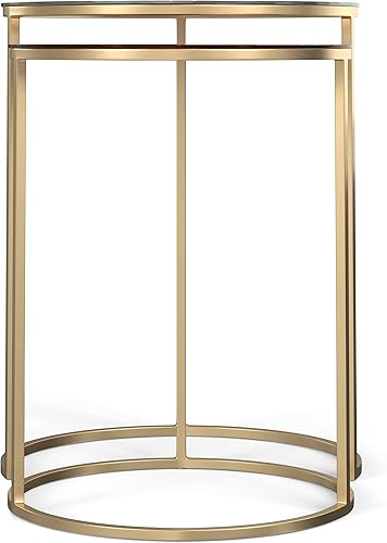 Miniatura 5 de SIMPLIHOME Drake - Mesa anidable redonda contemporánea de 18 pulgadas de ancho en níquel antiguo, cobre antiguo, totalmente montada, para sala de