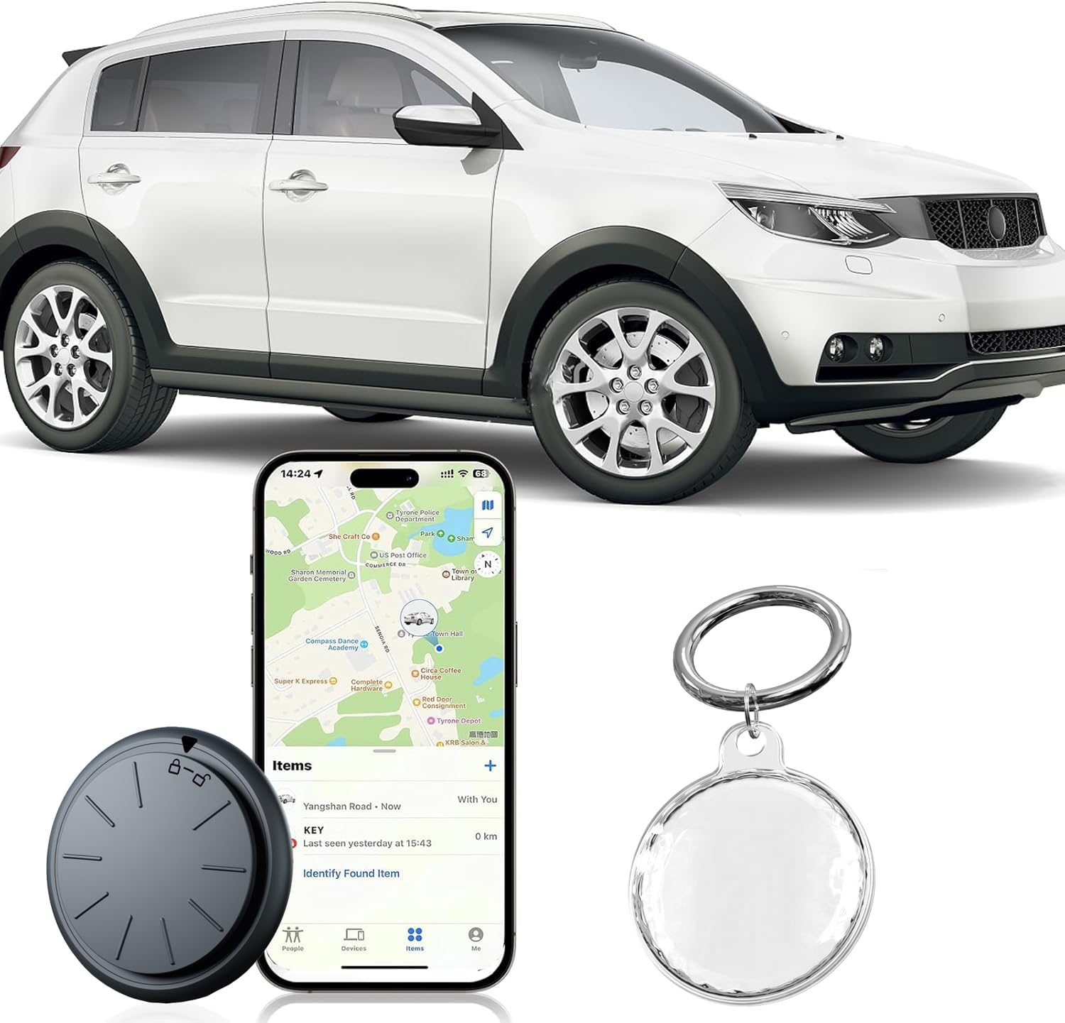 GPS Tracker for Vehicles, 1PCS Mini Hidden Vehicles Tracker with Waterproof Case, Work with Find My (iOS Only), No Monthly Fee Car Tracker