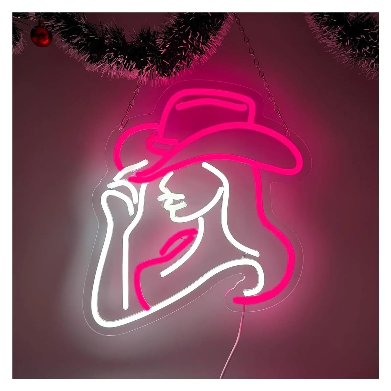 RONGCH Hanging Art Neon Signs Cowgirl Neon Sign for Bar Bedroom Man Cave Party Home Decoration Birthday 45x40.4cm