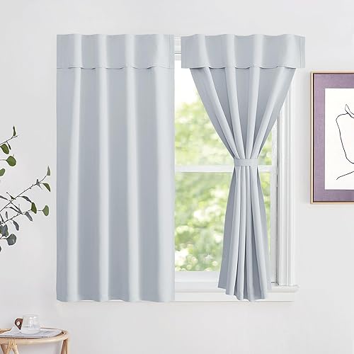 Vista 38 de NICETOWN Cortinas opacas cortas negras para puerta francesa, puerta lateral, cortinas portátiles ajustables con aislamiento térmico para cocina Negro