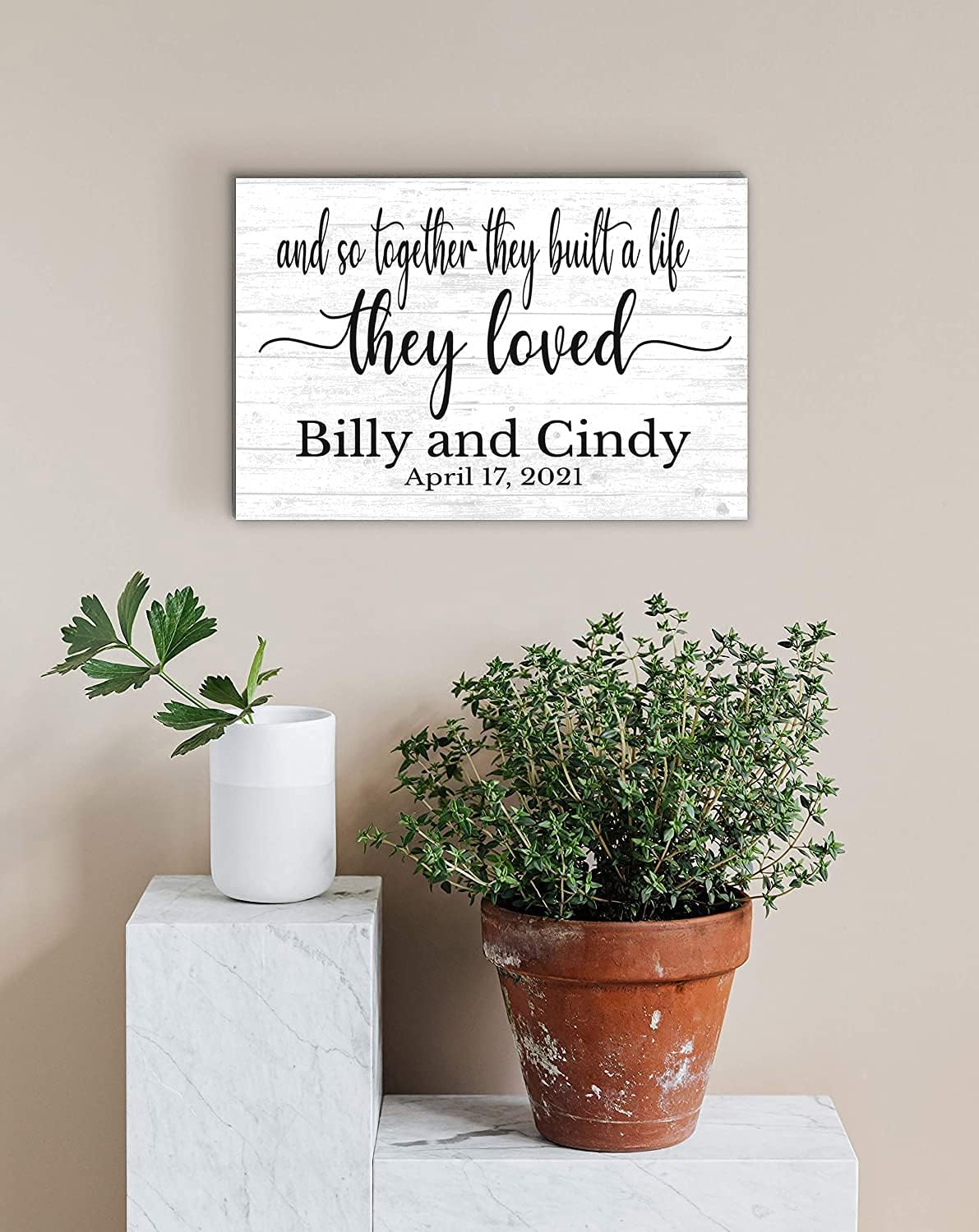 And So Together They Built a Life They Loved Sign Custom Wedding Gift - SOLID WOOD - Anniversary, Wedding, Couples Gift Idea 16in x 10.5in x .75in