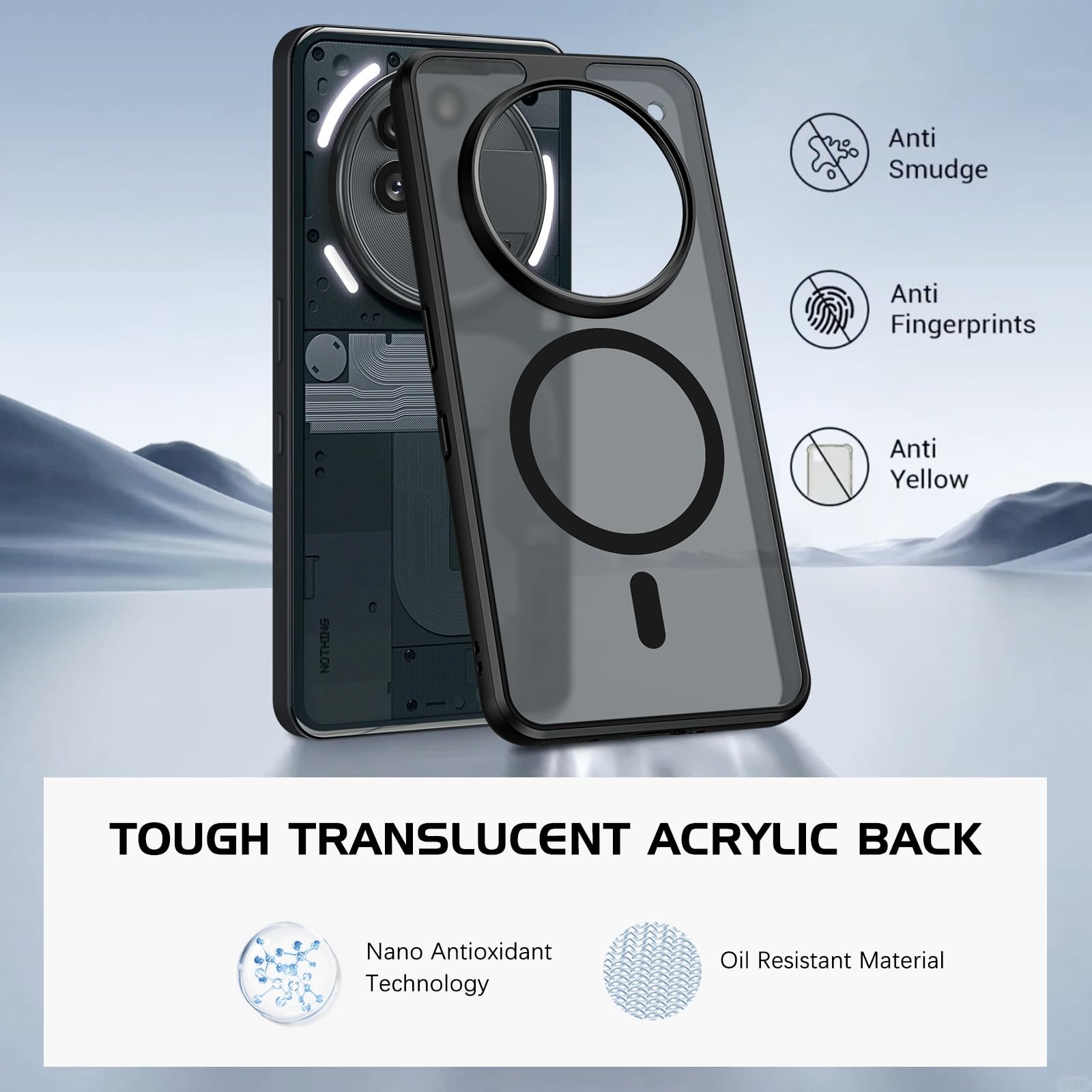 HidWee Cover Compatibile con Nothing Phone 3A Pro, Custodia Anti Ingiallimento, Anti Graffio, Antiurto Ultra Sottile Hard PC Custodie - Trasparente