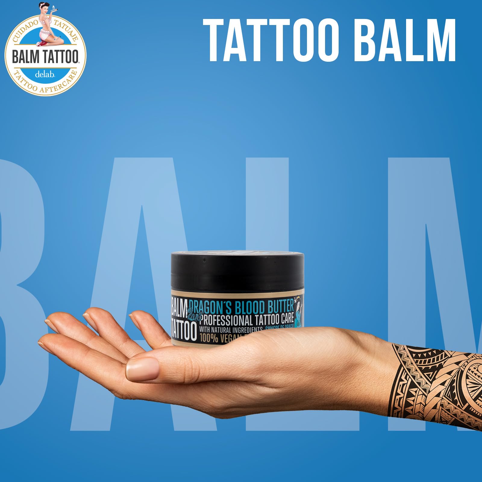 BALM TATTOO Dragon's Blood Butter 250 ml ohne Parfüm, vegan, feuchtigkeitsspendend während und nach dem Tätowieren, verengt die Poren, um starkes Ausbluten der Farben zu verhindern