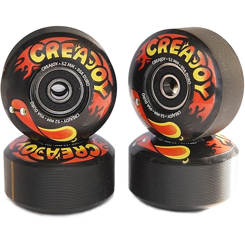 Skateboard Wheels 52mm 99A Duro, Set of 4 with Bearings