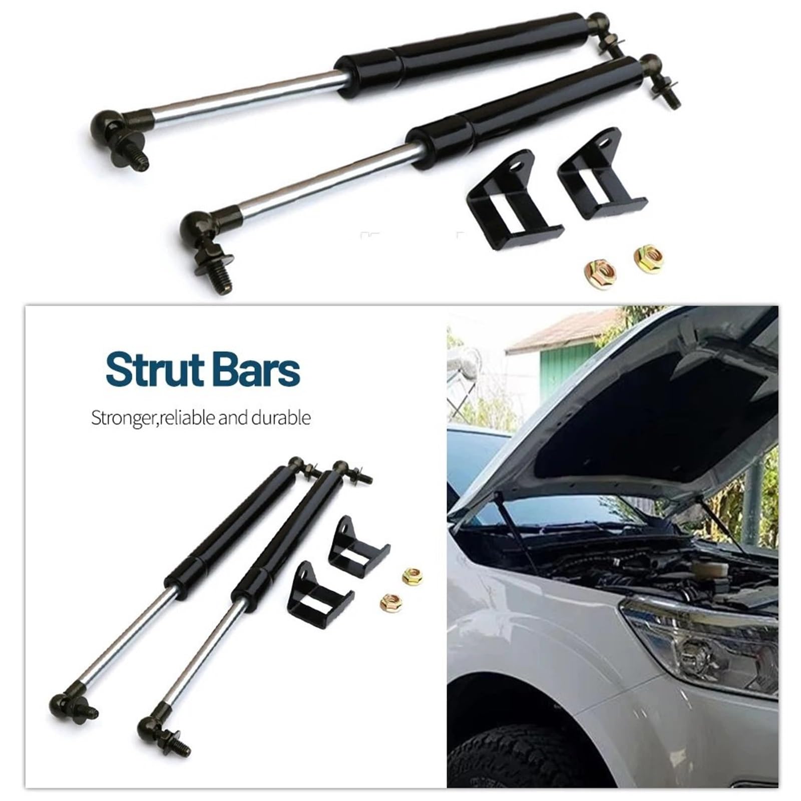 Pasuje do Nissana Navara NP300 D23 2014-2019, 2 szt. przednich amortyzatorów maski, amortyzatorów gazowych Gas Struts
