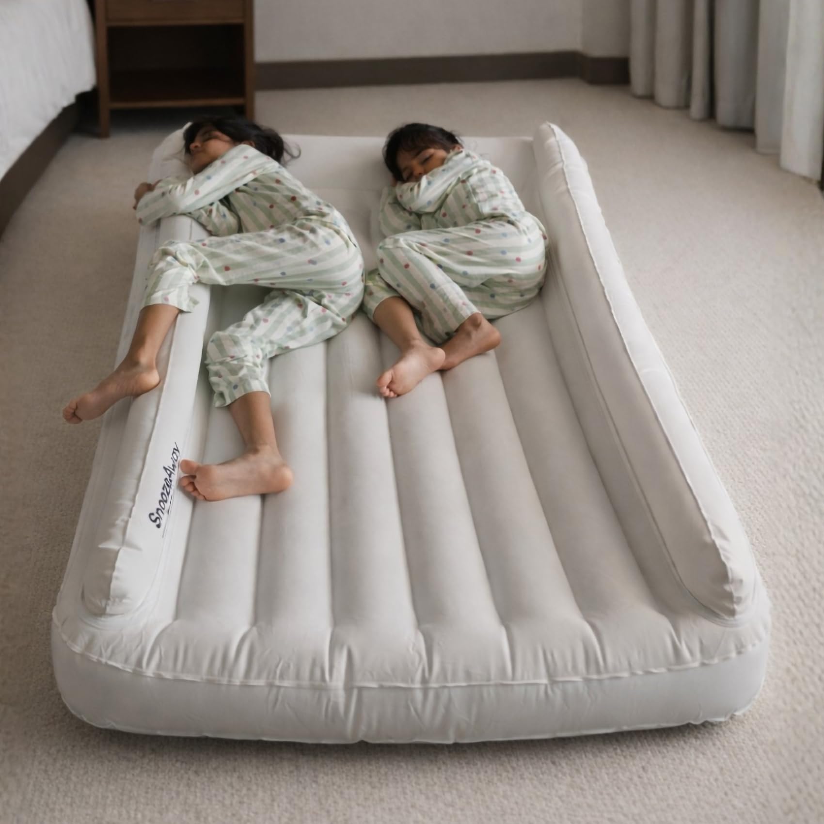 SnoozeAway Inflatable Privacy Bed with Rechargeable Air Pump, Ultralight Portable Ergonomic Bed for Kids & Adults | Floating Pool, Beach, Camping, Trekking, Indoor & Outdoor Relaxation (Smoky Grey)-image-46