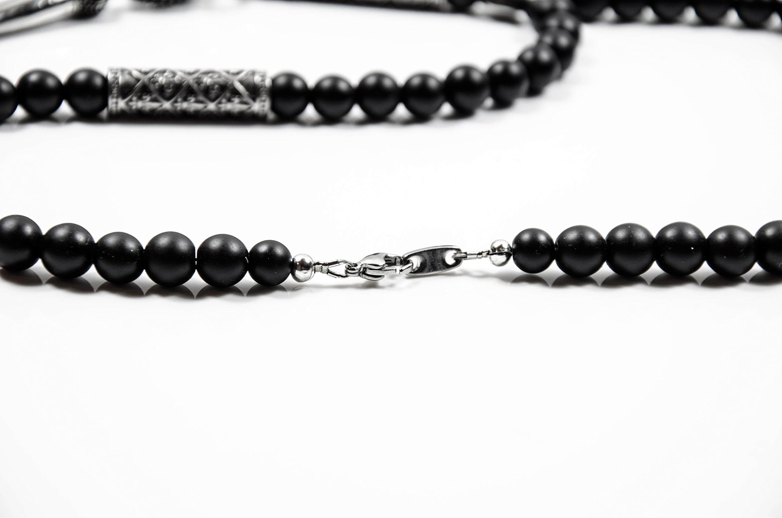 Herren Männer Halskette Y Kette Rosenkranz aus Onxy Schwarz Handmade Geschenke (80)