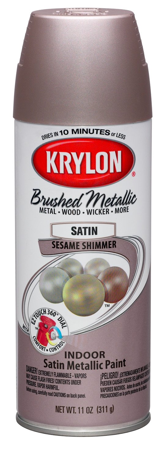 Krylon K05125100 ColorMaster Paint & Primer Brushed Metallic Spray Paint, Sesame Shimmer, 11