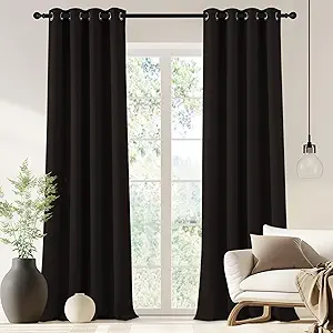 NICETOWN Blackout Drapery Curtain Panel 90 inches Long - Window Treatment Thermal Insulated Grommet Blackout Curtain/Drape for Bedroom Living Room (Toffee Brown, 1 Panel, 46 by 90 inches)