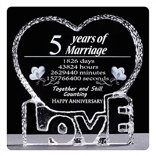 YWHL 5 Year Crystal 5th Wedding Anniversary Paperweight Keepsake Gifts for Her Wife Girlfriend Him Husband - coolthings.us