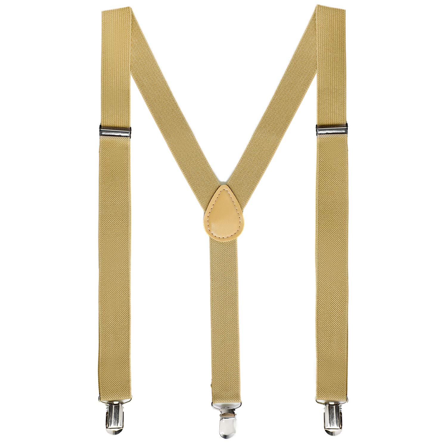 Wizland Men's Suspender Adult Suspender Solid Straight Clip Adjustable Suspender Wide Band with Heavy Duty Metal Clips