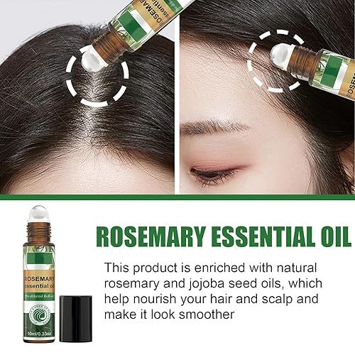 Miniatura 3 de Juego de aceite de crecimiento de romero para el cuidado del cabello con spray y rodillo, reparación del cabello para fortalecer y nutrir,