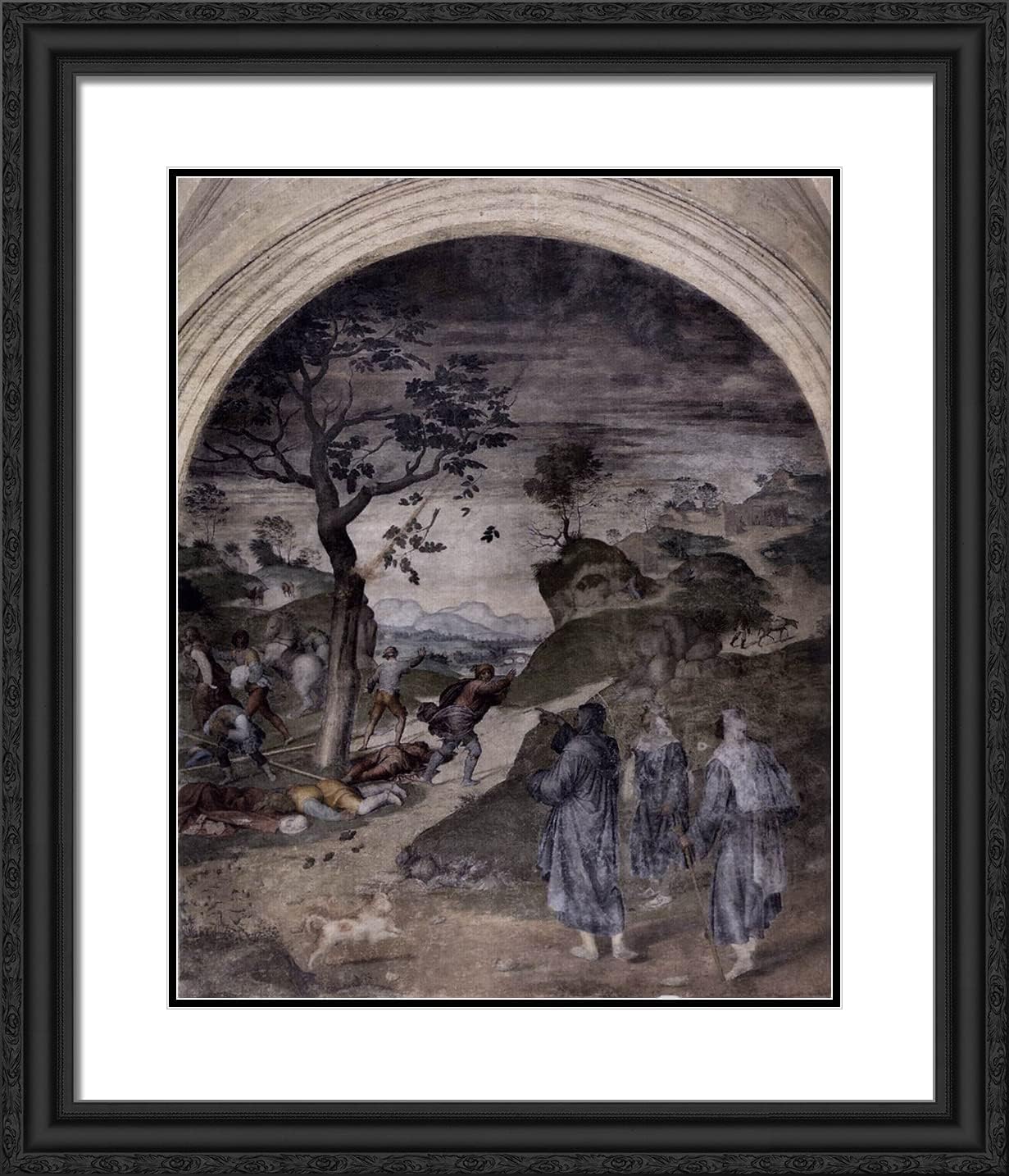 ArtDirect Del Sarto, Andrea 20x23 Gold Ornate Framed Art Print with Double Matting Titled: The Punishment of the Sinners