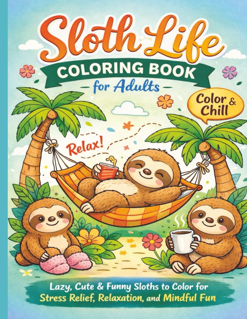 Sloth Life Coloring Book for Adults: Lazy, Cute, & Funny Sloths to Color for Stress Relief, Relaxation, and Mindful Fun
