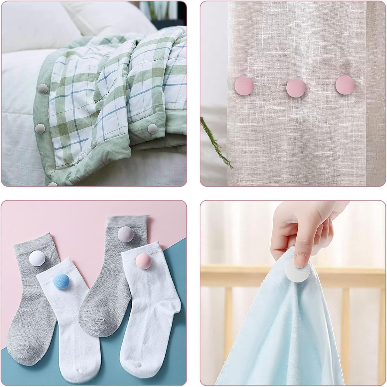 Pepplo Duvet Clips - Keeps Comforter from Shifting in Cover - Double Sided Pin Fasteners - Linen Fabric Buttons Strong Bedding Holder Pins Cloth Holders Pinnings(Multi Color, Set of 8) 4