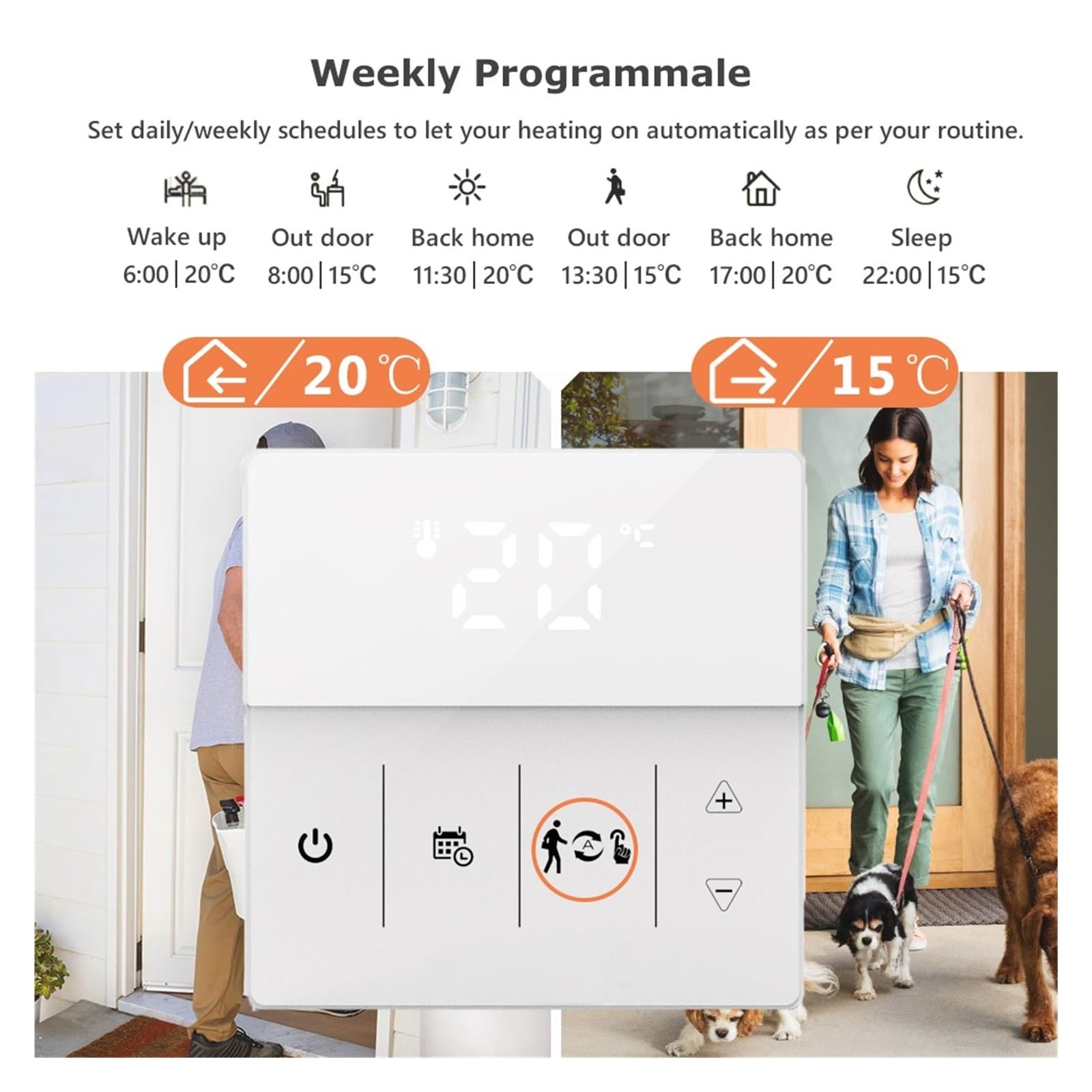 Inteligentny termostat, Ekran LCD Termostat Tuya, kocioł gazowy Regulator temperatury w pomieszczeniu grzewczym współpracuje z inteligentnym życiem(Water Heating)