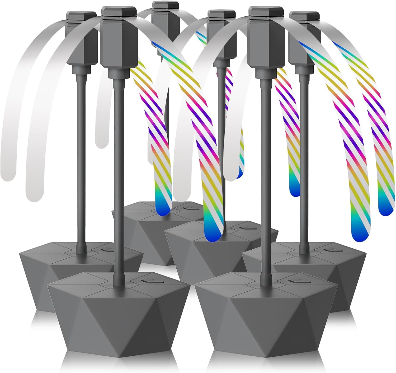 Grete Gotye Portable Battery Powered Fly Fans for Tables Up to 15 Hours Working Time, 6-Pack Indoor Outdoor Food Fan with Flexible Goose-Neck Blades for Home Restaurant Party Picnic Patio BBQ, Beige