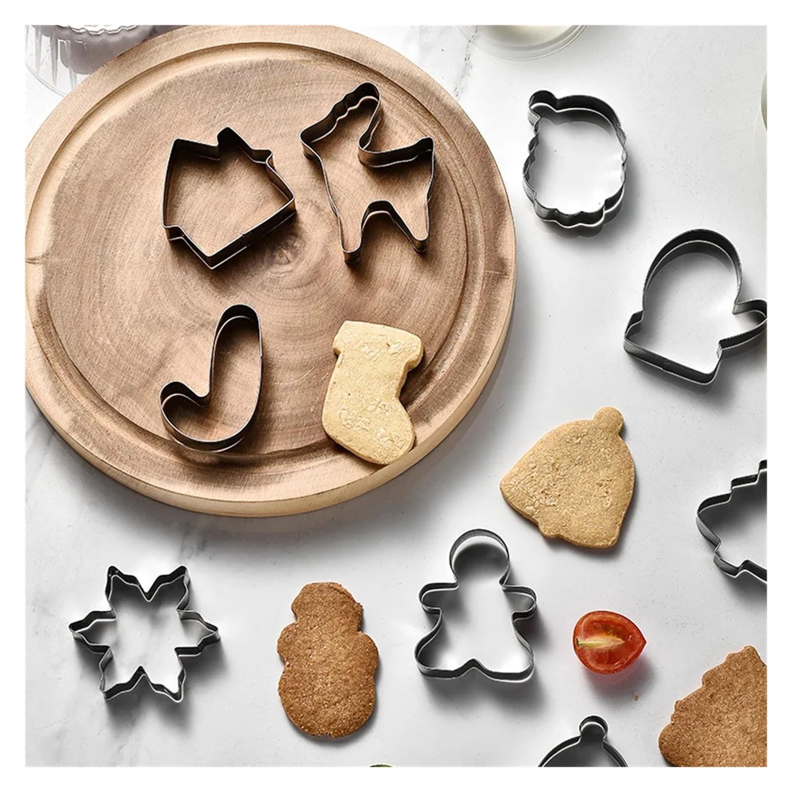 Set di 12 stampi for biscotti natalizi in acciaio inossidabile con pan di zenzero e albero di Natale(20pcs)