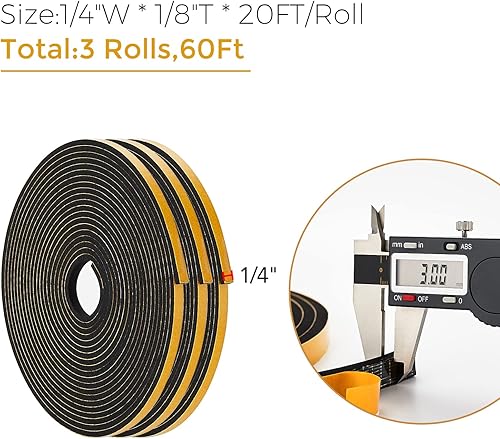 Vista 32 de Ravinte Tira de sellado de puerta de burlete de 3 "x 1/8" x 10FT - Blanco