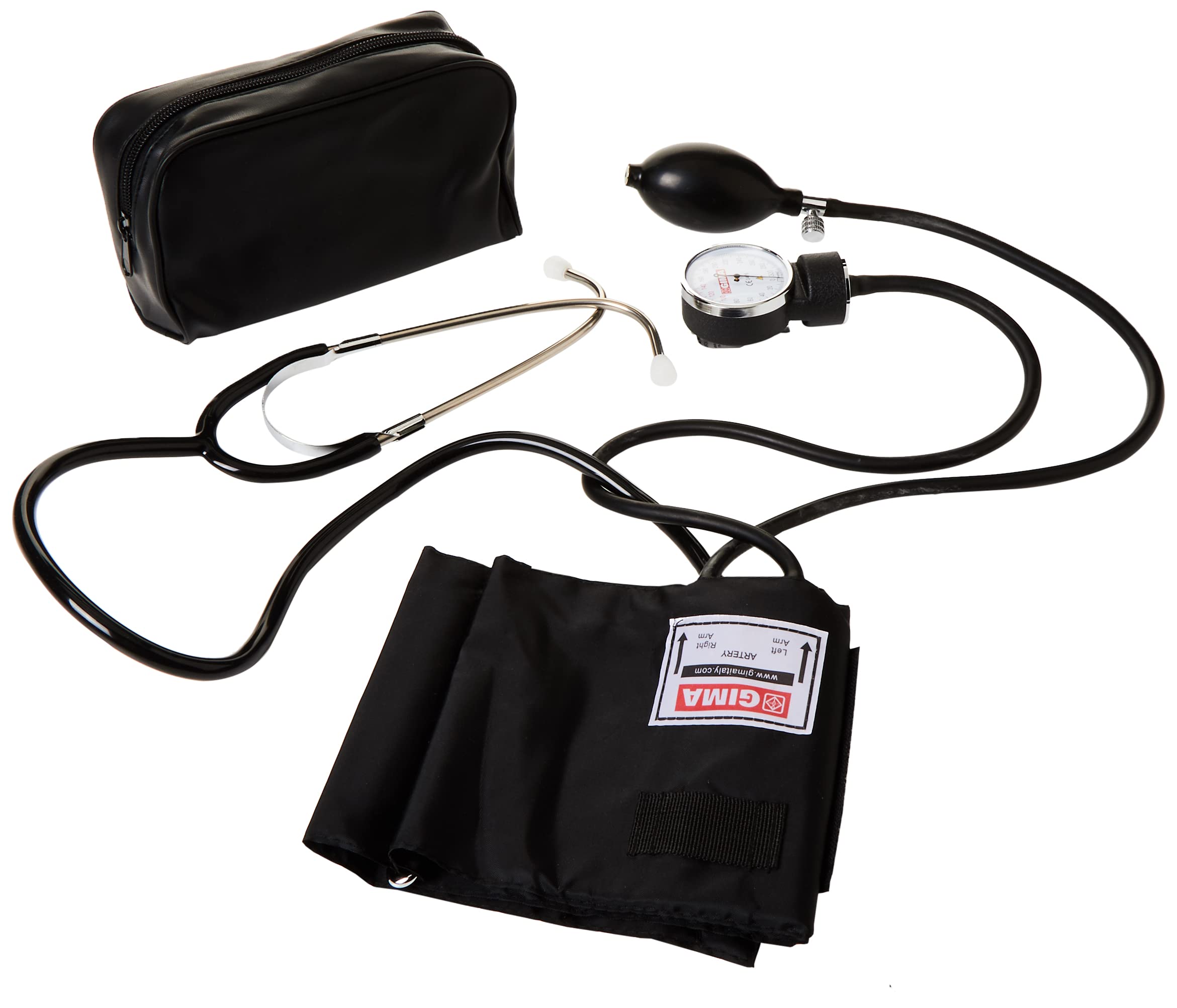 GIMA 32703 YTON - Esfigmomanómetros aneroides con fonendo integrado, color negroCon estetoscopio