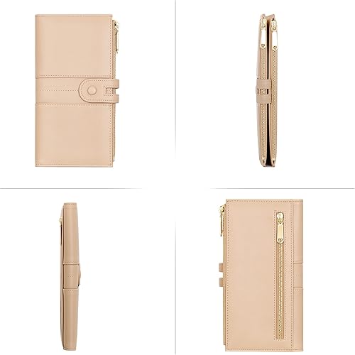 Miniatura 5 de Billeteras delgadas para mujer, de piel sintética, cartera con tarjetero de gran capacidad, plegable, con doble bolsillo con cremallera